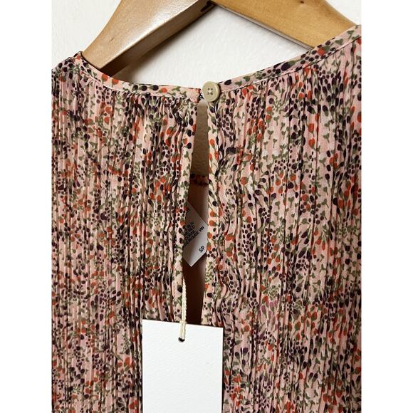 Aritizia Wilfred Daydreamer Midi Dress Women’s Sz Small Coral Wine Pleated Boho - Picture 6 of 9